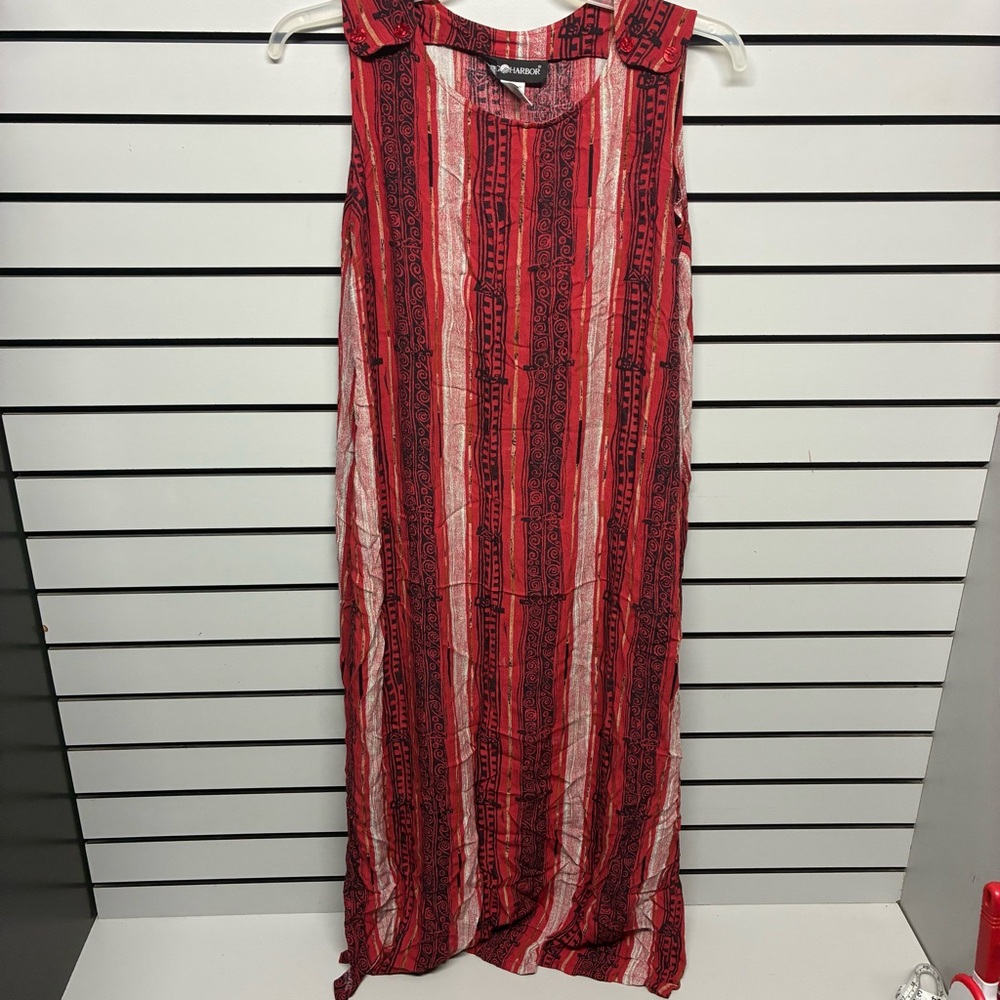 Sag Harbor Red and White Striped Maxi Dress